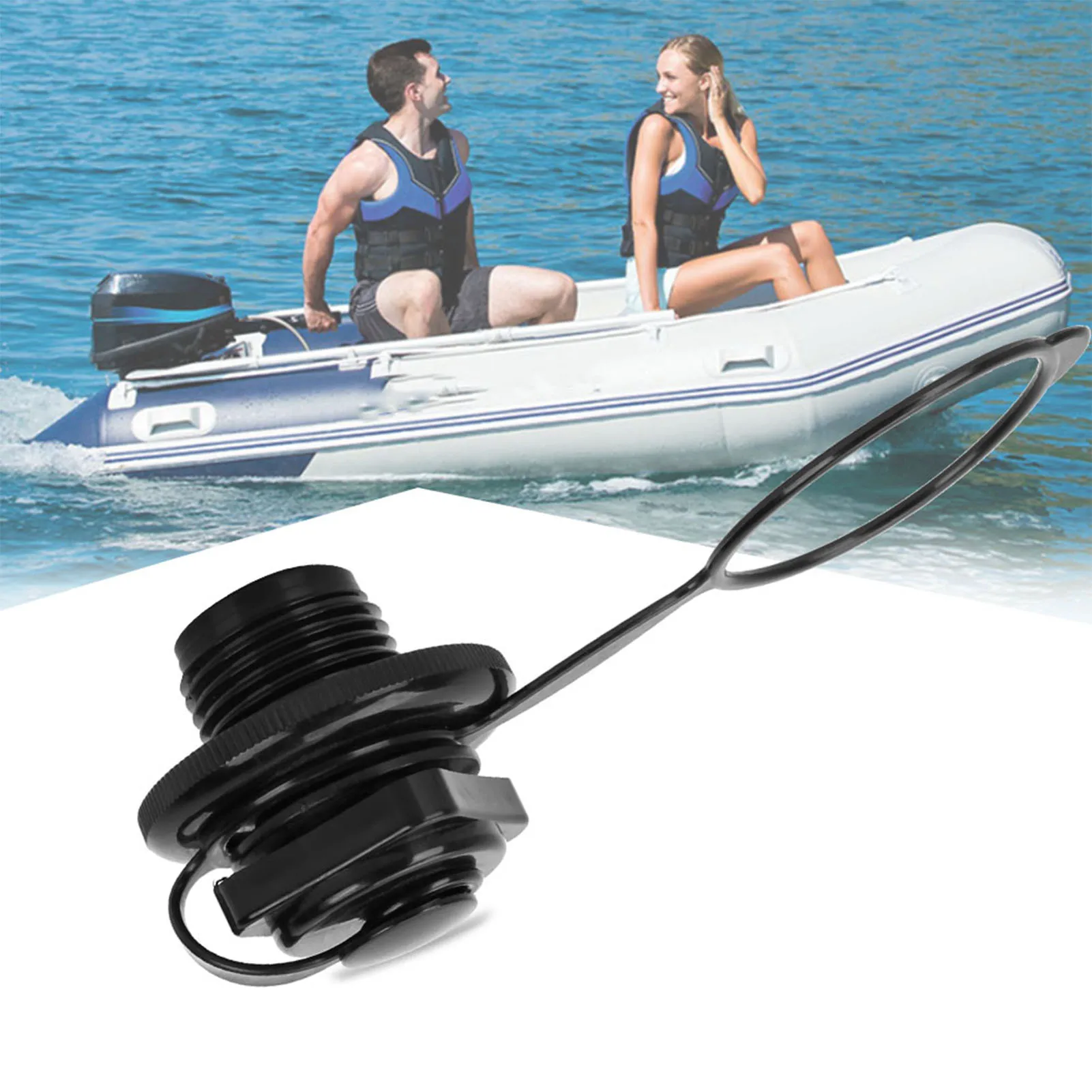 Float Ball Valve - 23.9mm Black Plastic Inflatable Fishing Boat