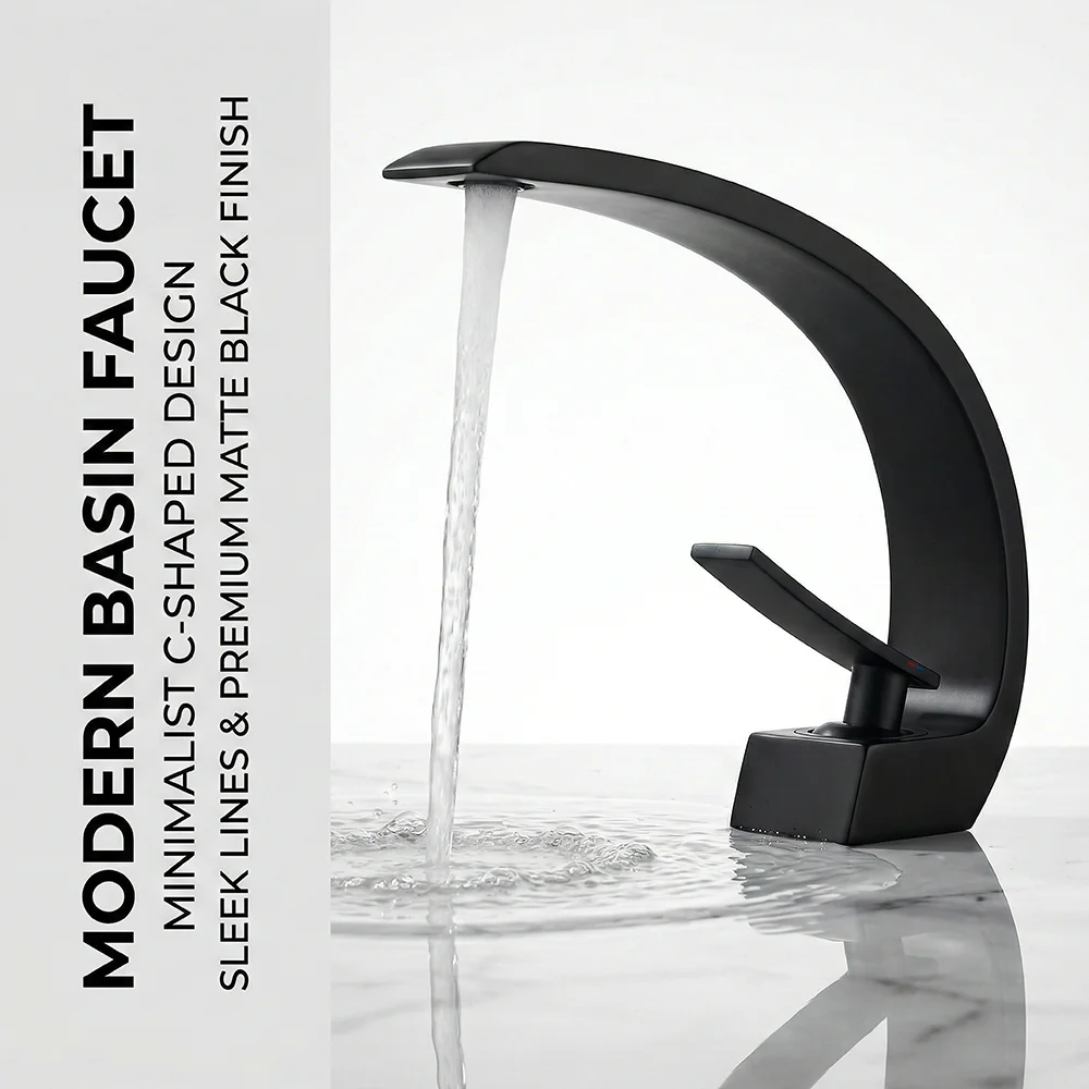 Matte Black Bathroom Faucet, A - Silicone Tap Washer reseña y precio