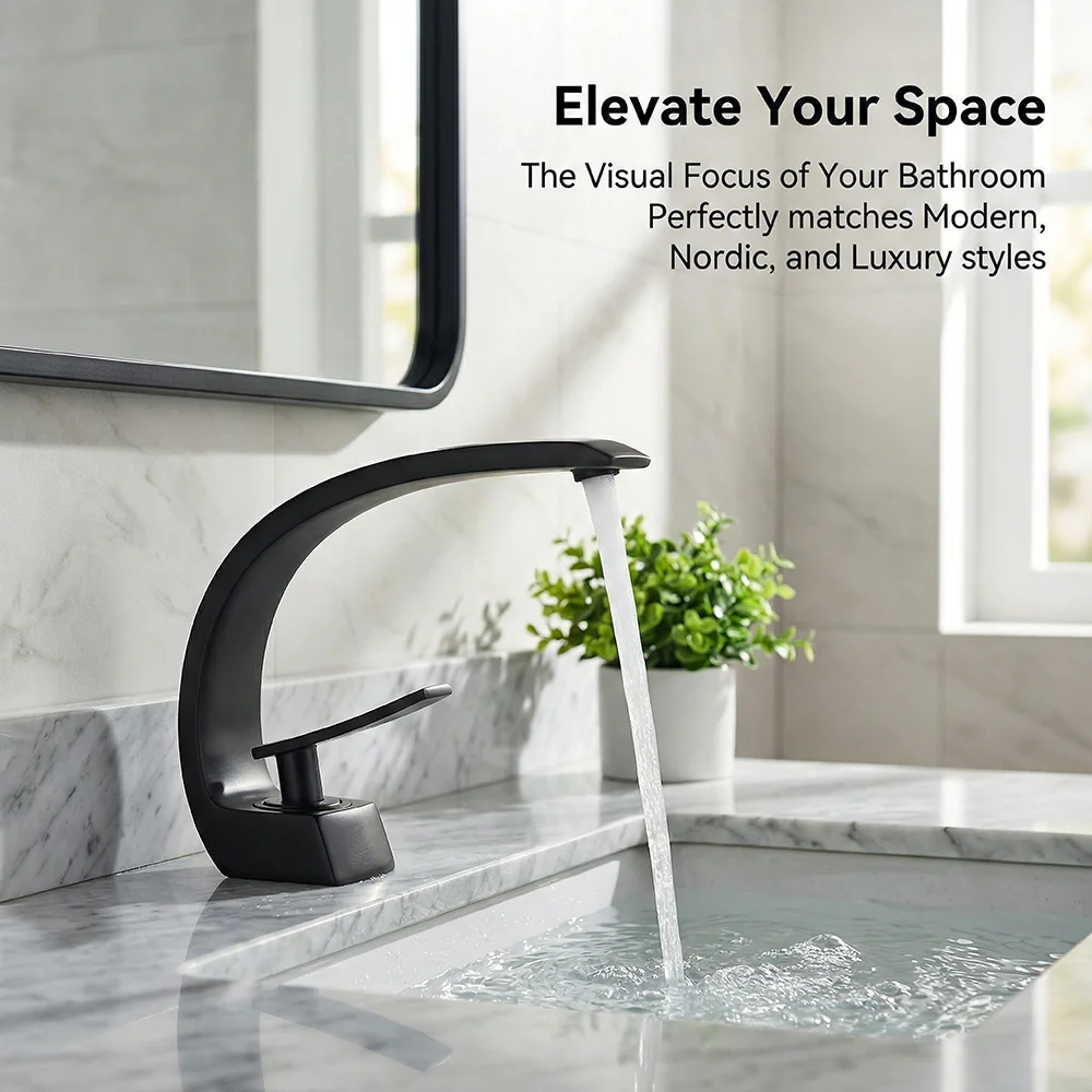 Matte Black Bathroom Faucet, A - Silicone Tap Washer reseña y precio