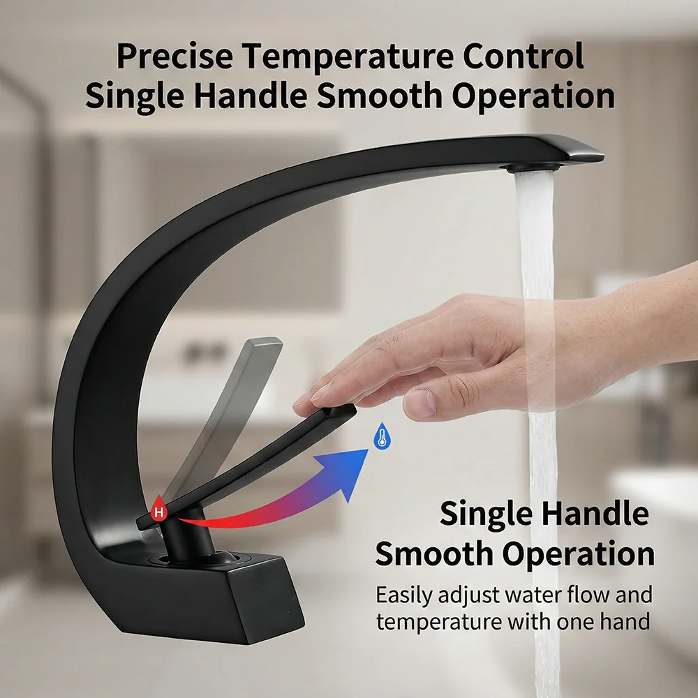 Matte Black Bathroom Faucet, A - Silicone Tap Washer reseña y precio