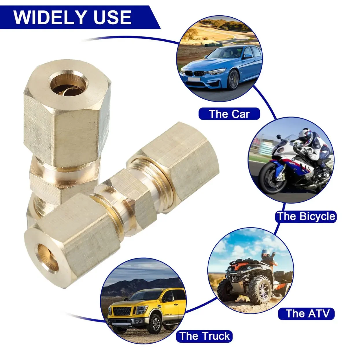 5pcs Brass Brake Line Union Fi - Compression Fitting Brass reseña y precio