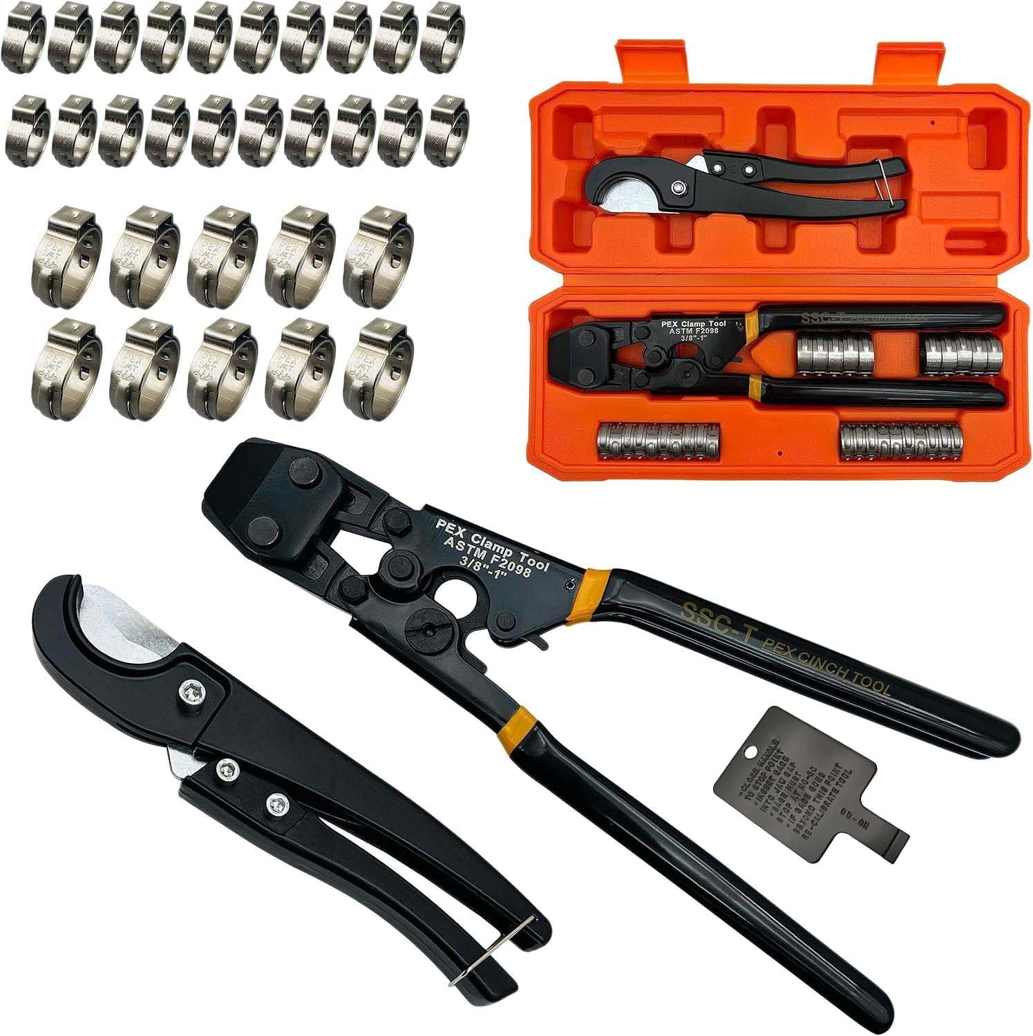 PEX Pipe Clamp Crimping Tool w - Pipe Cutter Ratchet reseña y precio