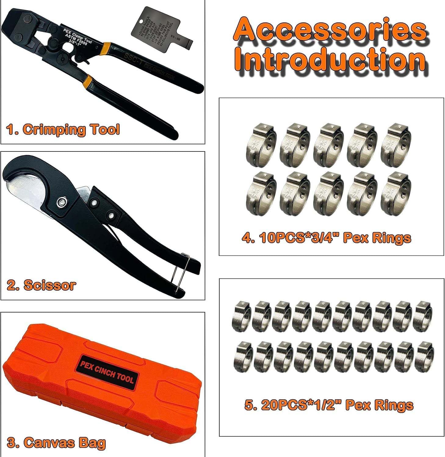 PEX Pipe Clamp Crimping Tool w - Pipe Cutter Ratchet reseña y precio