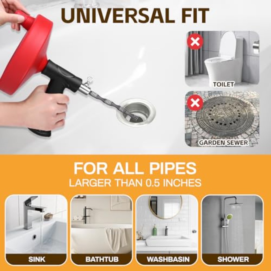 【Spot goods】Drain Auger 33 ft  - Drain Snake Flexible reseña y precio